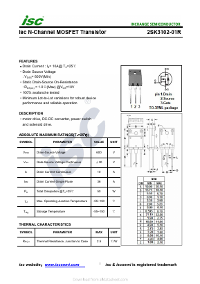 2SK3102-01R Datasheet PDF Inchange Semiconductor