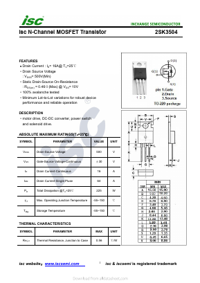 2SK3504 Datasheet PDF Inchange Semiconductor
