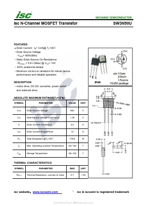 SW3N90U Datasheet PDF Inchange Semiconductor