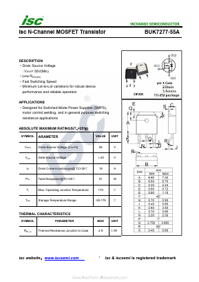 BUK7277-55A Datasheet PDF Inchange Semiconductor