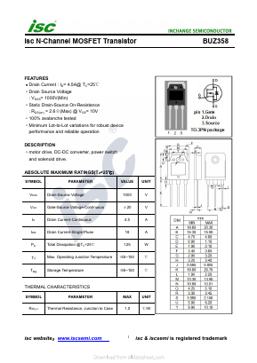 BUZ358 Datasheet PDF Inchange Semiconductor