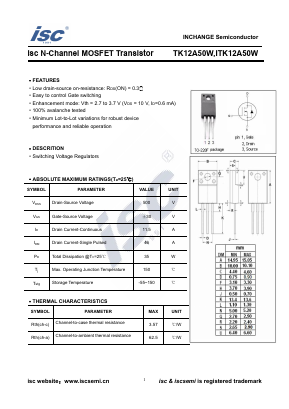 ITK12A50W Datasheet PDF Inchange Semiconductor