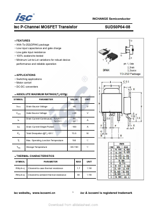 SUD50P04-08 Datasheet PDF Inchange Semiconductor