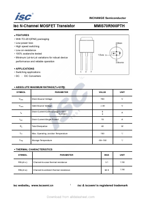 MMIS70R900PTH Datasheet PDF Inchange Semiconductor