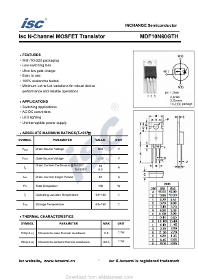 MDF10N60GTH Datasheet PDF Inchange Semiconductor