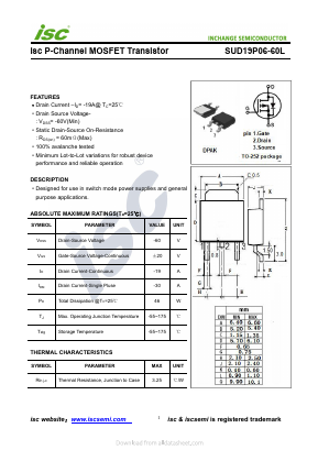 SUD19P06-60L Datasheet PDF Inchange Semiconductor