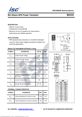 BD335 Datasheet PDF Inchange Semiconductor