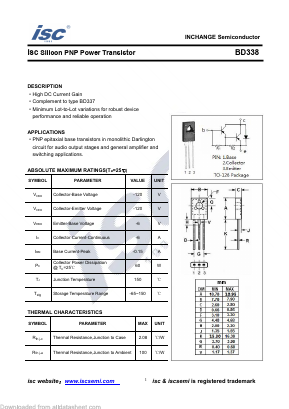 BD338 Datasheet PDF Inchange Semiconductor