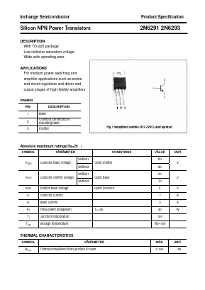 2N6291 Datasheet PDF Inchange Semiconductor