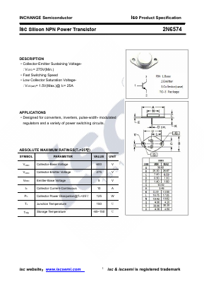 2N6574 Datasheet PDF Inchange Semiconductor