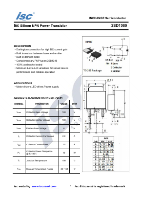 2SD1980 Datasheet PDF Inchange Semiconductor
