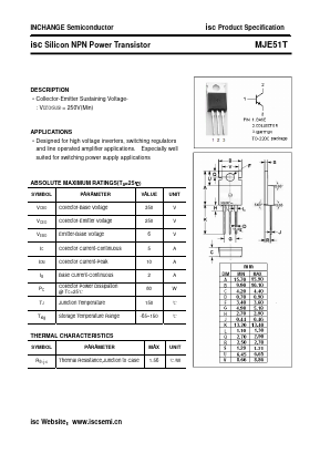 MJE51T Datasheet PDF Inchange Semiconductor