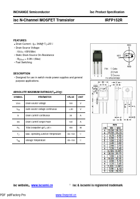 IRFP152R Datasheet PDF Inchange Semiconductor