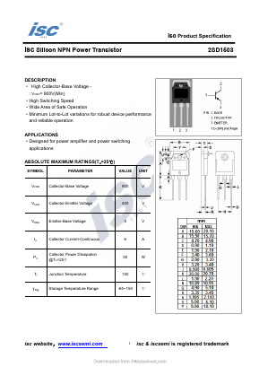 2SD1503 Datasheet PDF Inchange Semiconductor
