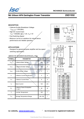 D1532 Datasheet PDF Inchange Semiconductor