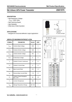 D1575 Datasheet PDF Inchange Semiconductor