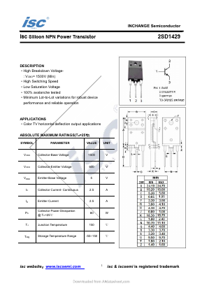 2SD1429 Datasheet PDF Inchange Semiconductor