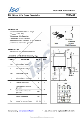 2SD1499-252 Datasheet PDF Inchange Semiconductor