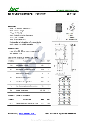 K1521 Datasheet PDF Inchange Semiconductor