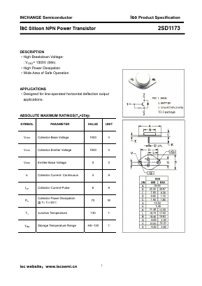 2SD1173 Datasheet PDF Inchange Semiconductor