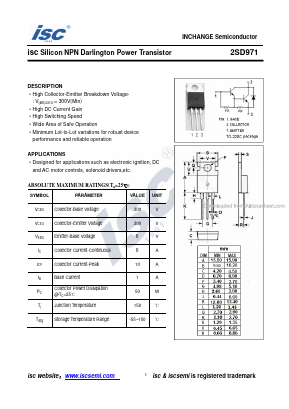 2SD971 Datasheet PDF Inchange Semiconductor