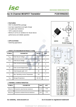 FCB199N65S3 Datasheet PDF Inchange Semiconductor