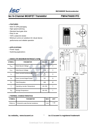 FMH47N60S1FD Datasheet PDF Inchange Semiconductor