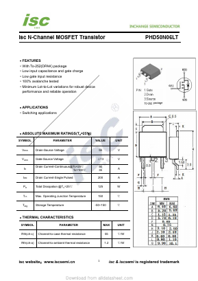 PHD50N06LT Datasheet PDF Inchange Semiconductor