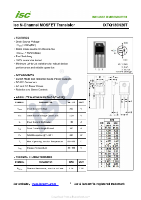 IXTQ130N20T Datasheet PDF Inchange Semiconductor
