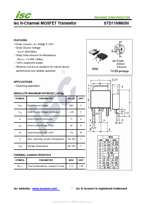 STD11NM65N Datasheet PDF Inchange Semiconductor