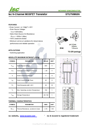 STU7NM60N Datasheet PDF Inchange Semiconductor