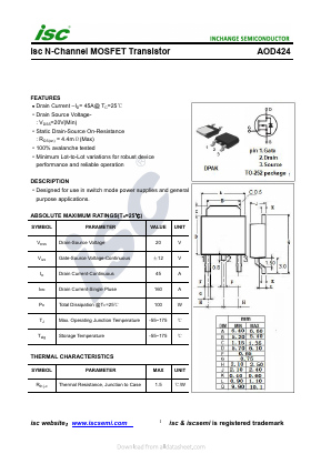 AOD424 Datasheet PDF Inchange Semiconductor