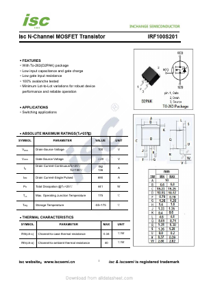 IRF100S201 Datasheet PDF Inchange Semiconductor