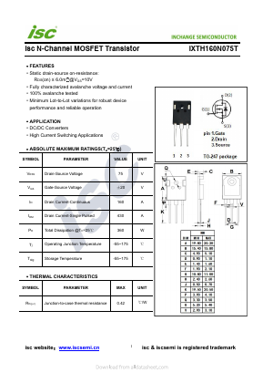 IXTH160N075T Datasheet PDF Inchange Semiconductor