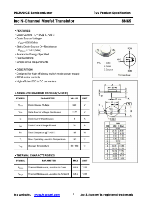 8N65 Datasheet PDF Inchange Semiconductor