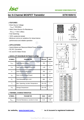IXTK180N15 Datasheet PDF Inchange Semiconductor