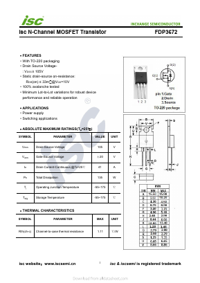 FDP3672 Datasheet PDF Inchange Semiconductor