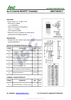 DMG7N65SCT Datasheet PDF Inchange Semiconductor
