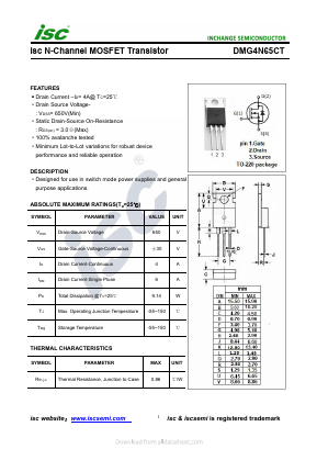 DMG4N65CT Datasheet PDF Inchange Semiconductor