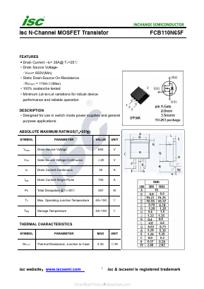 FCB110N65F Datasheet PDF Inchange Semiconductor