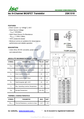 K1318 Datasheet PDF Inchange Semiconductor