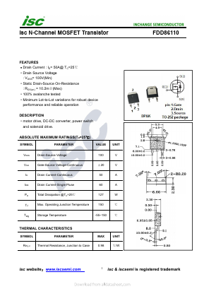 FDD86110 Datasheet PDF Inchange Semiconductor