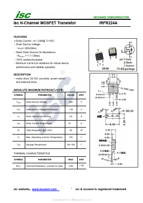 IRFR224A Datasheet PDF Inchange Semiconductor