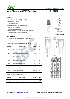 IRLS510A Datasheet PDF Inchange Semiconductor