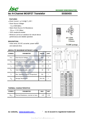 SSS6N55 Datasheet PDF Inchange Semiconductor