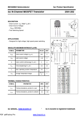 2SK1202 Datasheet PDF Inchange Semiconductor
