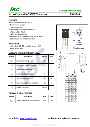 K1249 Datasheet PDF Inchange Semiconductor