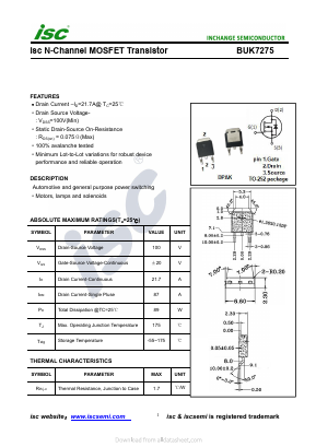 BUK7275 Datasheet PDF Inchange Semiconductor