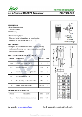 BUK7507-30B Datasheet PDF Inchange Semiconductor