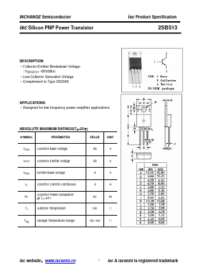 B513 Datasheet PDF Inchange Semiconductor